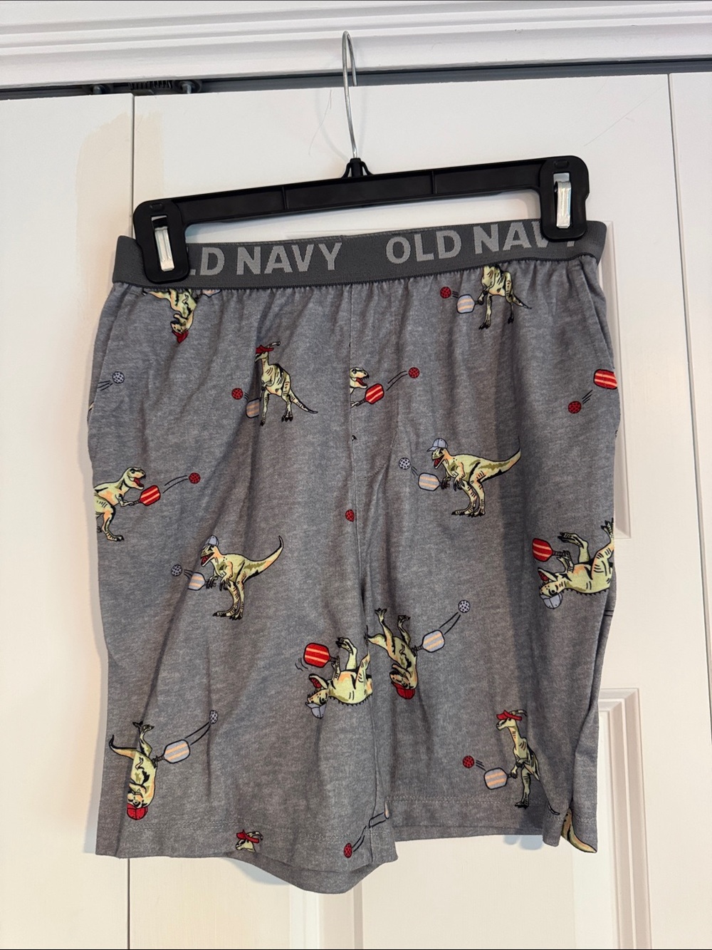 Old Navy Gray Dinosaur Print Kids Pajama Shorts with Red Accents